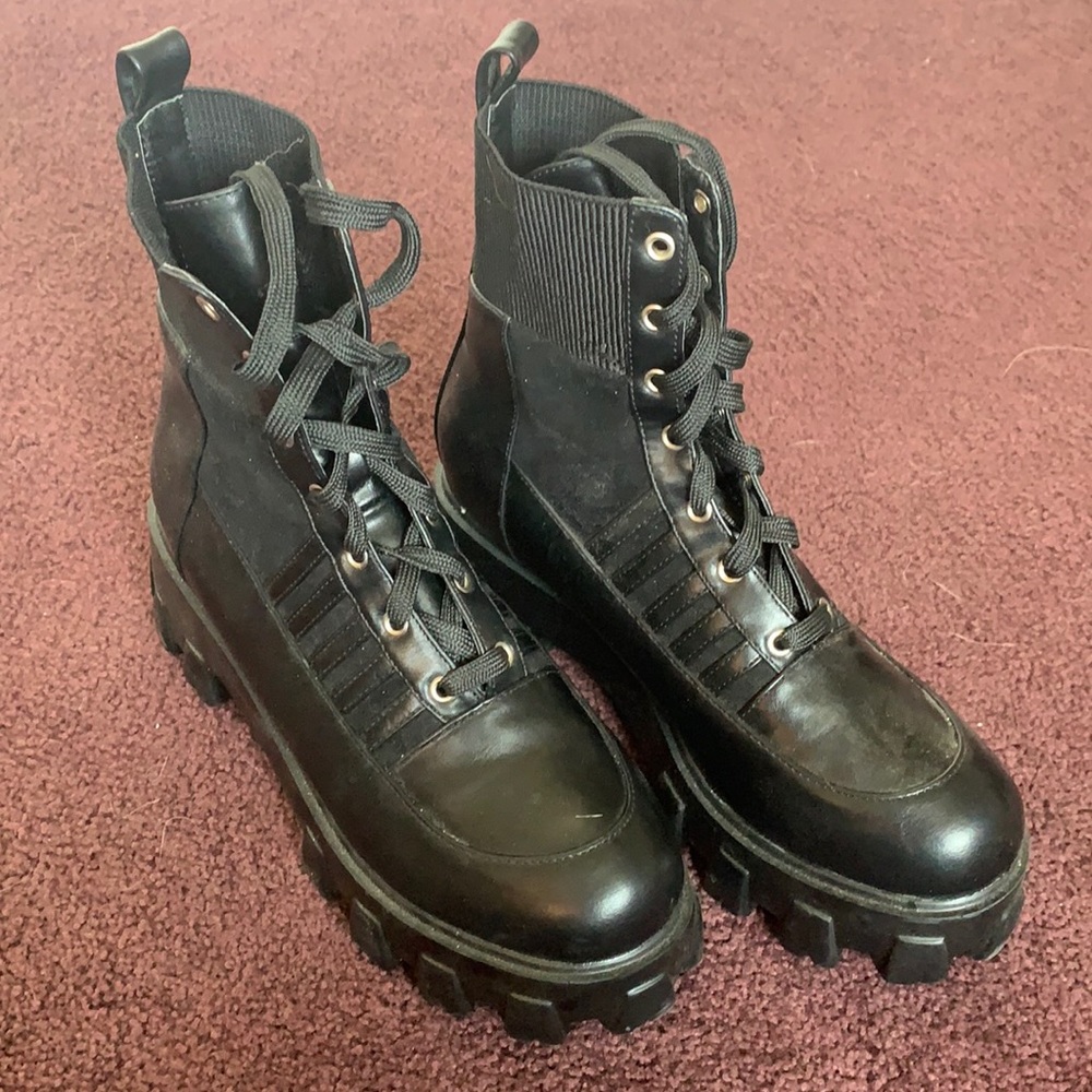 Black faux leather boots (Brand new!)